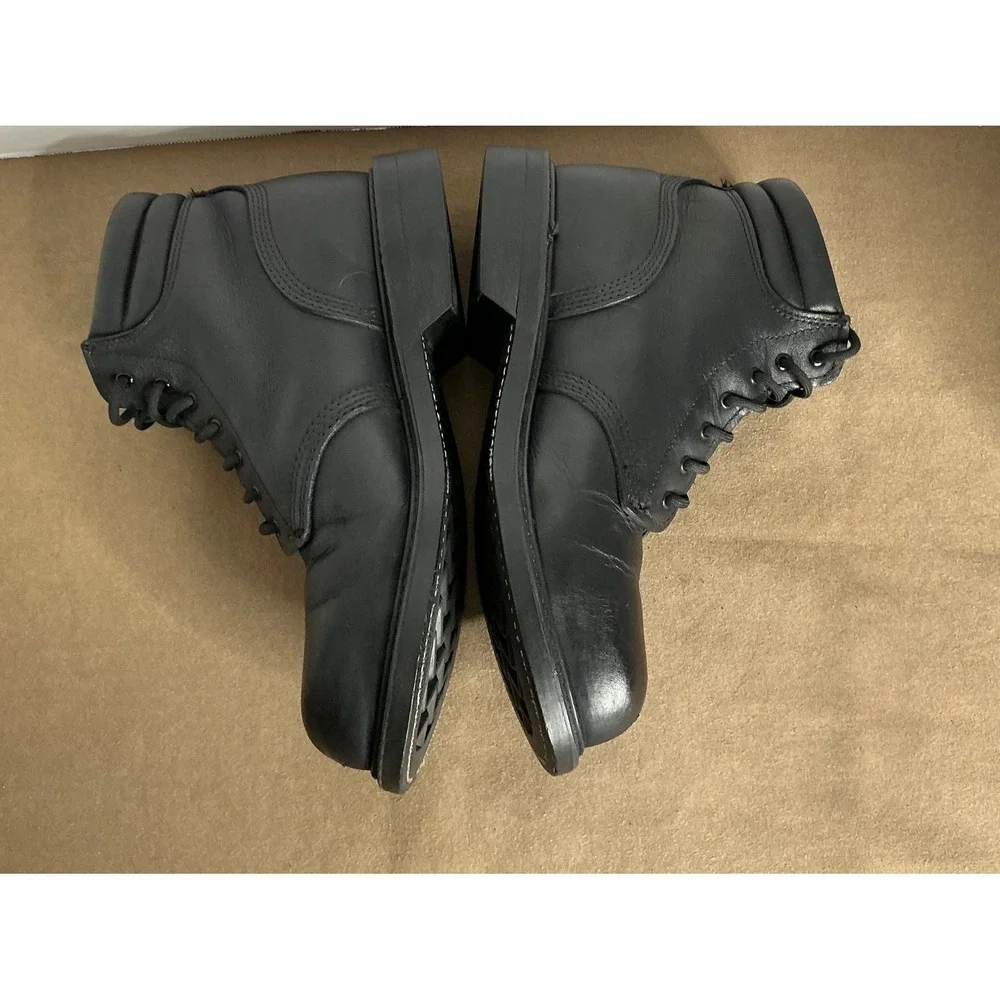 Men's Black‎ Leather Work Boots – Lace Up, Oil Resistant Sole, Size ~11/11.5